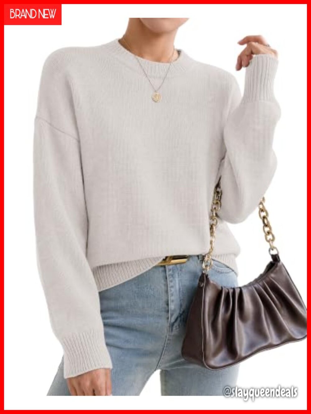 Cashmere Blend Oversized Crewneck Pullover Sweater